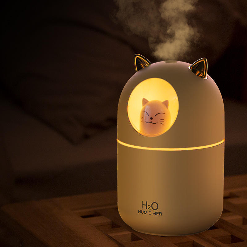 Free sample Mini portable cute cat USB aroma diffuser h2o humidifier ultrasonic water cooling fog LED car air humidifier